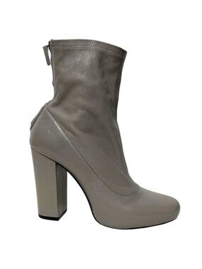 ZARA WOMAN Leather Gray Stacked Heel Boots 38